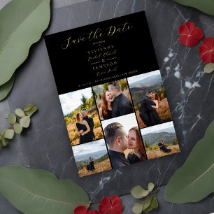 Black Romantic Fancy Chic Collage 6 Pho Save The Date