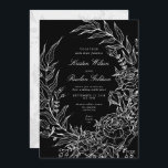 Black Romantic Flower White Wreath White Wedding Invitation<br><div class="desc">Black Romantic Flower White Wreath White Wedding Invitation for a beautiful elegant formal wedding. Hand drawn original illustrations. Stylish Classic formal wedding.</div>