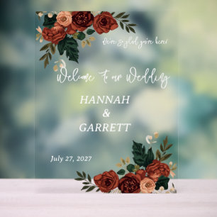 Black Romantic Garden Wedding Foam Board Acrylic Sign