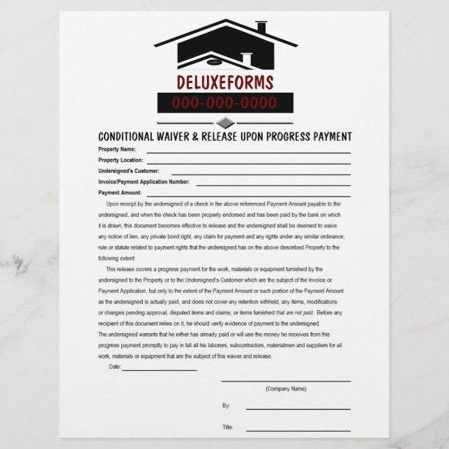 Black Roof Conditional Waiver & Release Payment (Front)