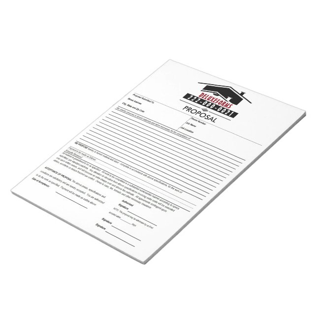 Black Roof Proposal Notepad (Angled)