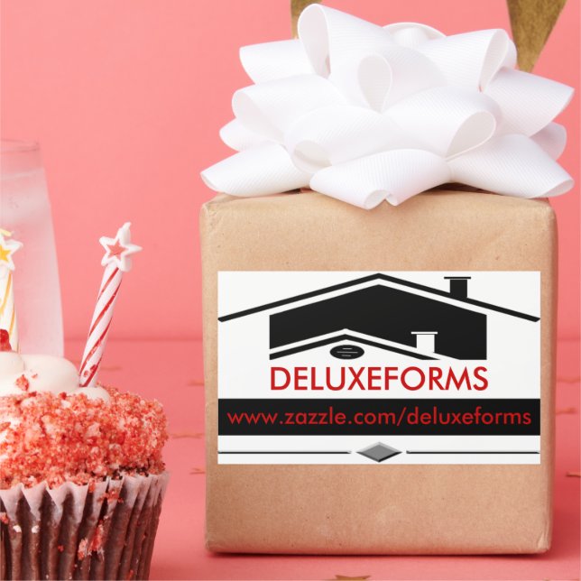 Black Roof Rectangular Sticker (Party)