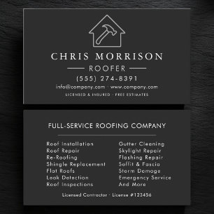 Black Roofing Professional Roofer Business Card