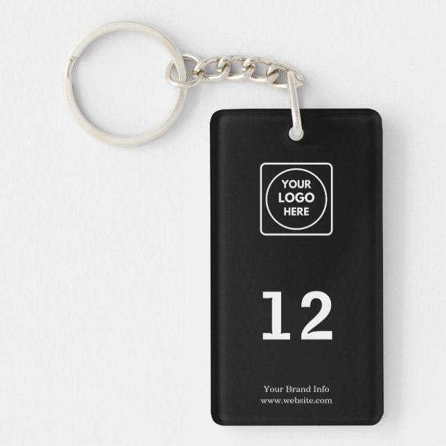 Black Room Number Keychain | Custom Hotel Hospital (Front)