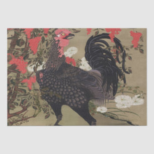 Black Rooster and Nandin by Ito Jakuchu Tissue Paper