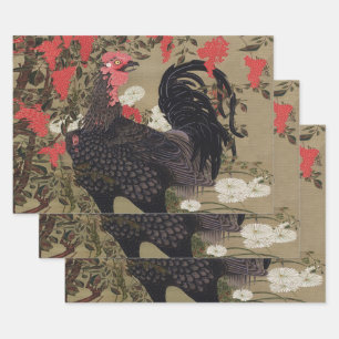 Black Rooster and Nandin by Ito Jakuchu Wrapping Paper Sheet