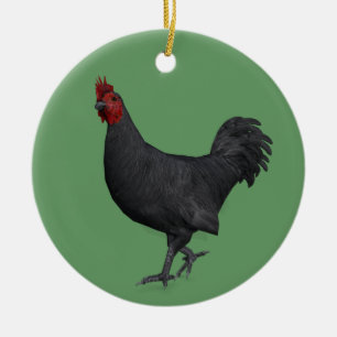 Black Rooster Ceramic Tree Decoration