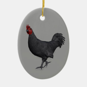 Black Rooster Ceramic Tree Decoration