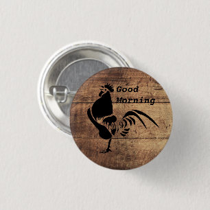 Black Rooster Crowing Silhouette 3 Cm Round Badge