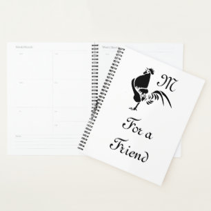 Black Rooster Crowing Silhouette Planner