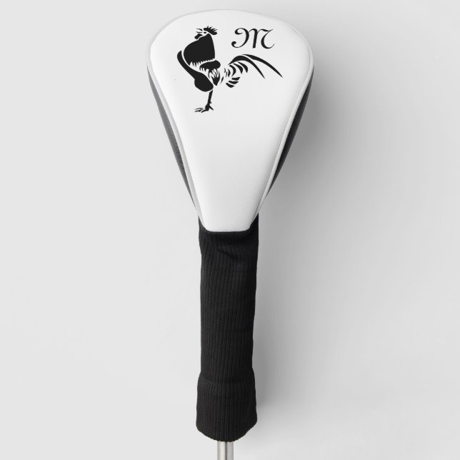 Black Rooster Crowing the Good Morning Alarm Golf Head Cover (Front)