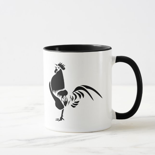 Black Rooster Crowing the Good Morning Alarm Mug (Right)