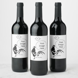 Black Rooster Crowing the Good Morning Alarm Wine Label