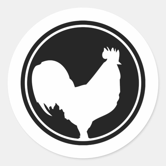 black rooster icon classic round sticker (Front)