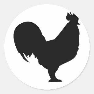 black rooster icon classic round sticker