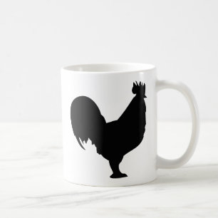 black rooster icon coffee mug