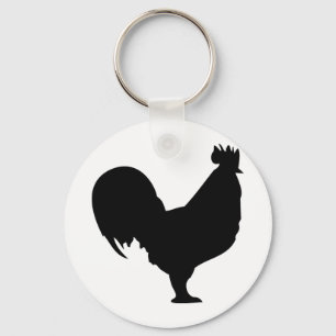 black rooster icon key ring