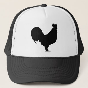 black rooster icon trucker hat