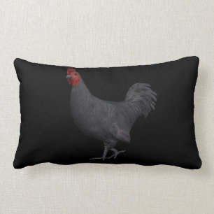 Black Rooster Lumbar Cushion