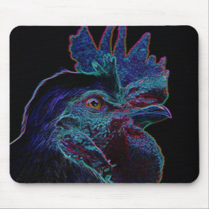 black rooster mouse mat