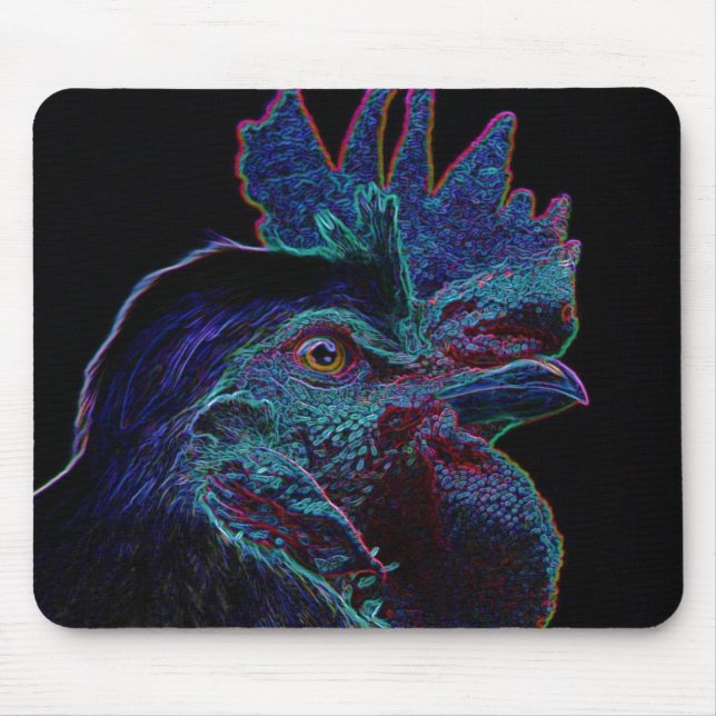 black rooster mouse mat (Front)