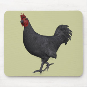 Black Rooster Mouse Mat