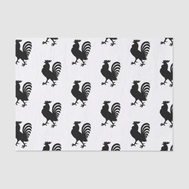 Black Rooster Silhouette Tissue Paper (Front)