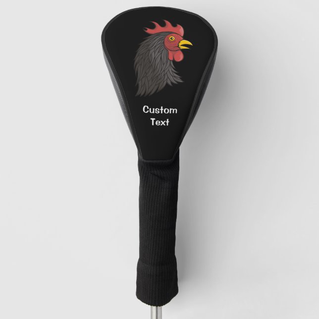 Black Rooster's Head Golf Head Cover (Front)