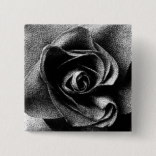 BLACK ROSE 15 CM SQUARE BADGE