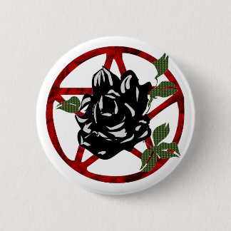 Black Rose and Pentagram 6 Cm Round Badge