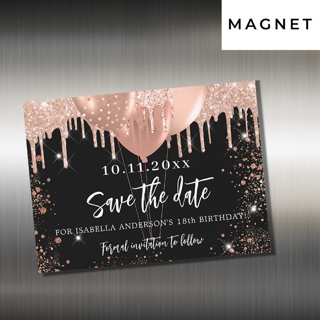 Black rose birthday party magnet save the date (Creator Uploaded)
