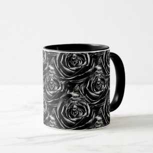 Black Rose Centre Abstract Floral Photo Pattern Mug