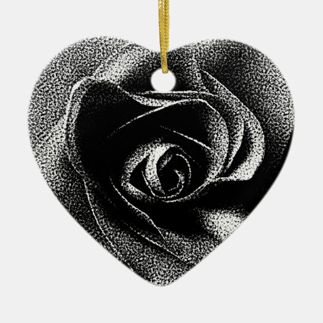 BLACK ROSE CERAMIC TREE DECORATION (Front)