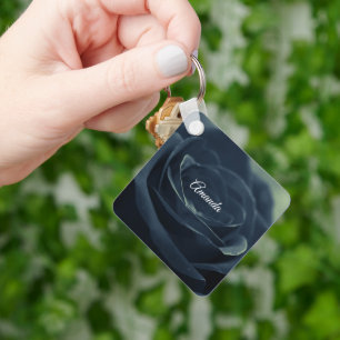 Black Rose Dark Gothic Flower Photo Key Ring
