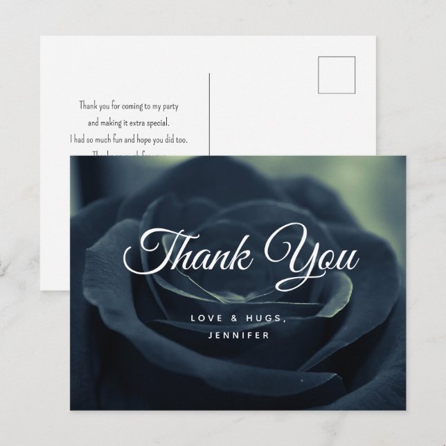 Black Rose Dark Gothic Flower Photo Thank You Postcard (Front/Back)