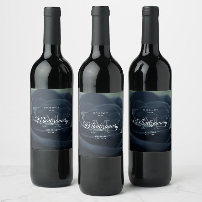 Black Rose Dark Gothic Flower Photo Wine Making Wine Label (Bottles)