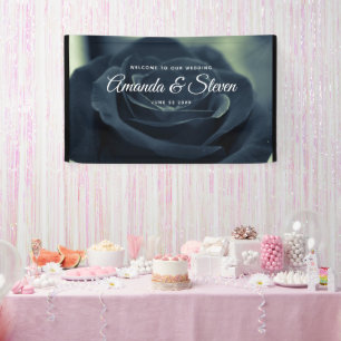 Black Rose Dark Gothic Flower Wedding Welcome Banner