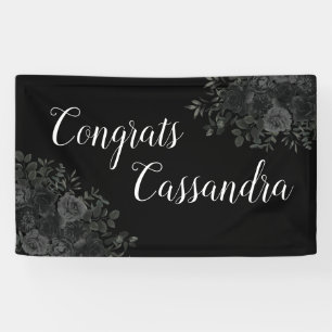 Black Rose Dark Gothic Graduation Party Banner