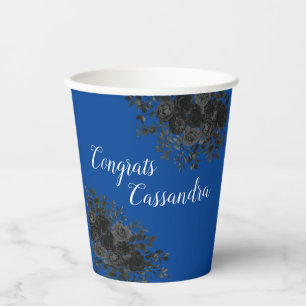 Black Rose Dark Gothic Graduation Party Blue Paper Cups