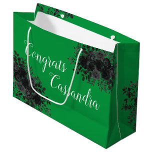 Black Rose Dark Gothic Graduation Party Green Large Gift Bag