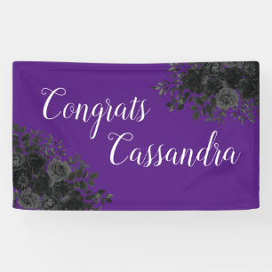 Black Rose Dark Gothic Graduation Party Purple Banner