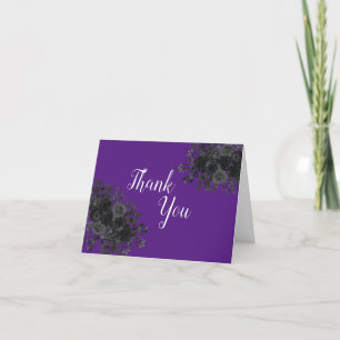 Black Rose Dark Gothic Graduation Party Purple Thank You Card