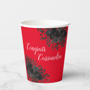Black Rose Dark Gothic Graduation Party Red Paper Cups
