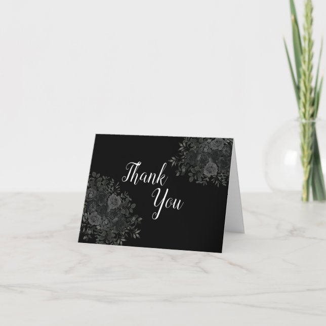 Black Rose Dark Gothic Graduation Party Thank You Card (Front)