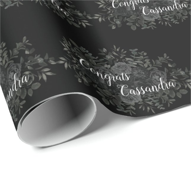 Black Rose Dark Gothic Graduation Party Wrapping Paper (Roll Corner)