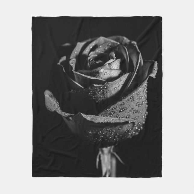 Black Rose  Fleece Blanket (Front)