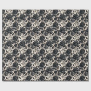 Black Rose Floral Wrapping Paper