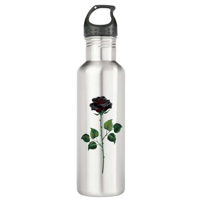 Black rose flower 710 ml water bottle (Front)