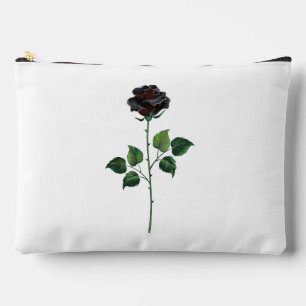Black rose flower accessory pouch