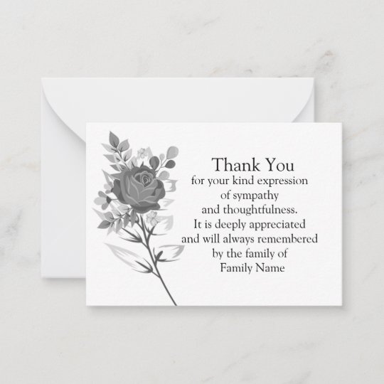 Black Rose Flower After Funeral Thank You Card | Zazzle.co.uk